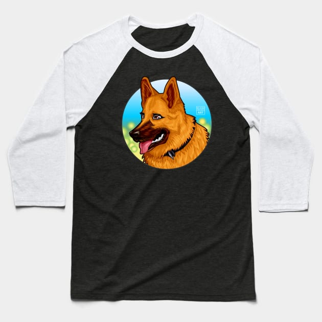 German Shepherd Dog Illustration Baseball T-Shirt by elkingrueso